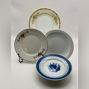 Vintage Bread Plates Mismatched Patterns Set of 4